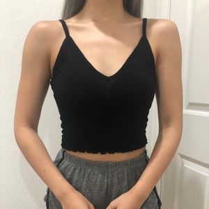 Black Cropped V-line Tank Top Brandy Melville DUPE